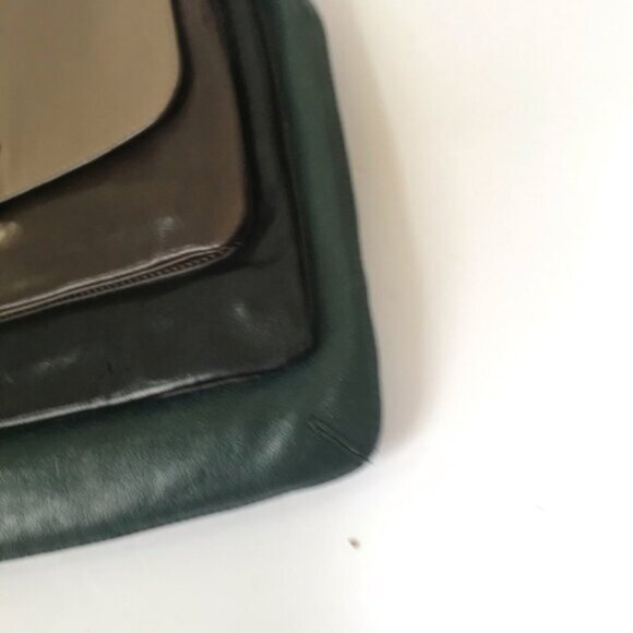 Anya Hindmarch Y2K Color Block Hobo Leather Pockets Shoulder Bag Green Black Tan - Picture 5 of 16